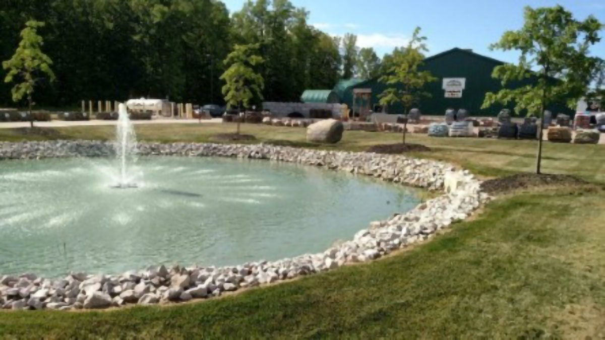 Circular Pond and Fountain